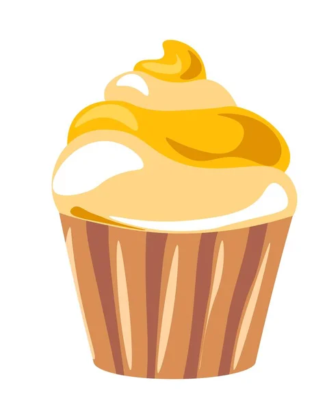 味道鲜美的甜点餐 孤立的蛋糕加奶油 从商店或商店中分离出来的美味产品 带有柠檬味和柠檬味的慕斯糖果 早餐或晚餐 矢量呈扁平型 — 图库矢量图片