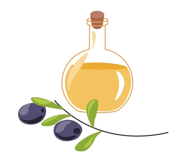 Biologisches Und Natürliches Produkt Isoliertes Olivenöl Und Zweige Mit Gemüse — Stockvektor