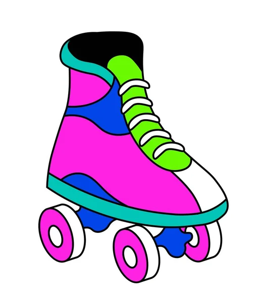 Boots Roller Skating Retro Shoes Small Wheels Attached Gliding Surfaces — Stock Vector