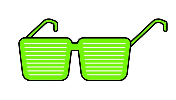 夏季复古或复古配件 老式太阳镜 正方形镜片和塑料框 五颜六色的眼镜隔离的90年代贴纸或90年代贴片 标志部分 矢量呈扁平型 — 图库矢量图片