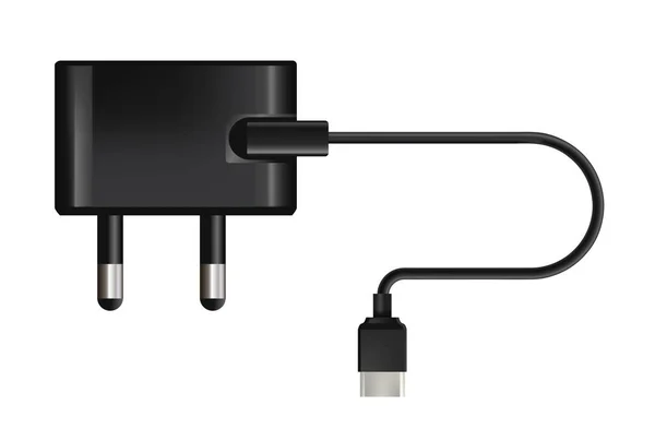 Handy Ladegerät Isolierter Stecker Mit Kabel Und Usb Anschluss Ausgang — Stockvektor