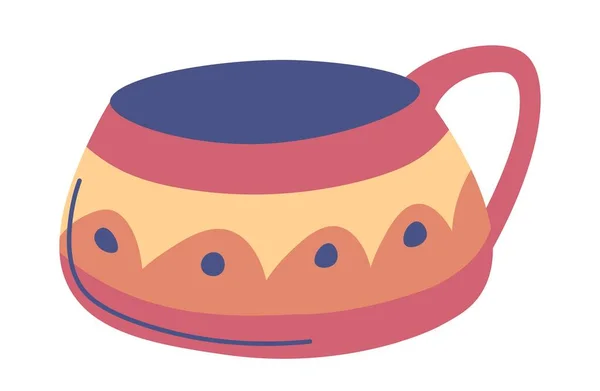 Κούπα Λαβή Απομονωμένο Χρωματιστό Χειροποίητο Κύπελλο Στολίδια Και Διακόσμηση Μαγειρικά — Διανυσματικό Αρχείο