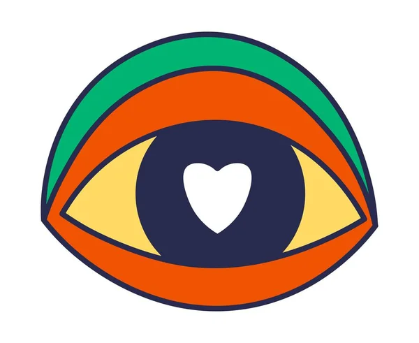 눈동자 감정의 심장의 상징을 눈꺼풀로 감정을 사랑합니다 스티커 이모티콘 — 스톡 벡터