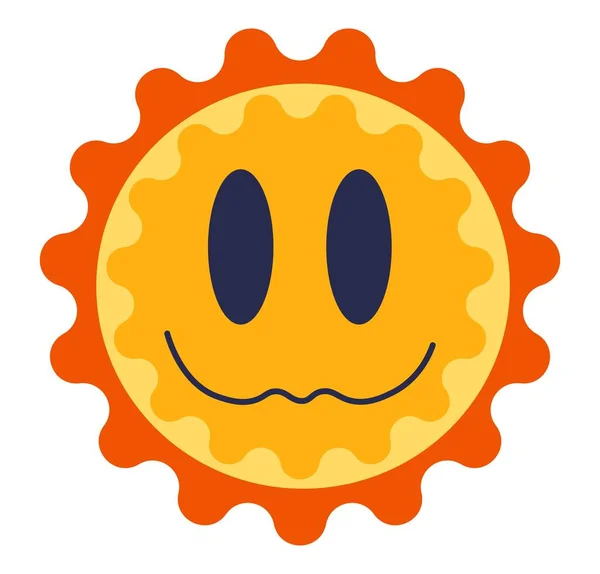 Smiling Sun Character Isolated Positive Personage Facial Expression Cute Muzzle — Stock Vector