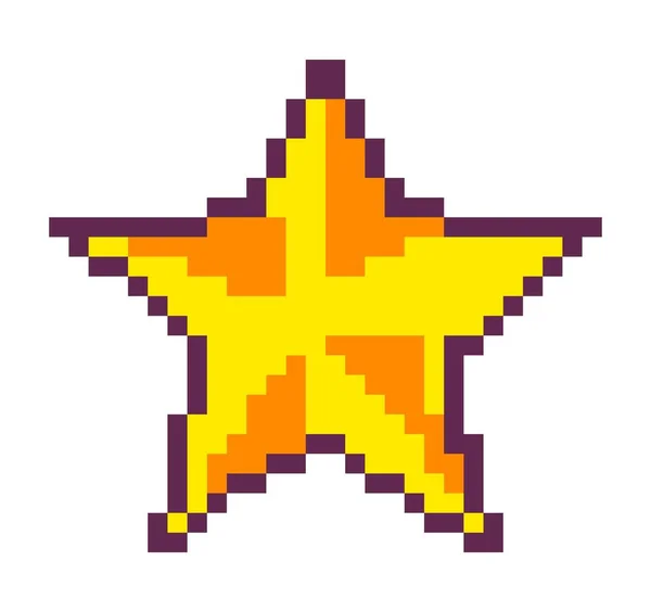 Figura Forma Estrella Objeto Pixelado Aislado Para Arcade Recompensa Experiencia — Archivo Imágenes Vectoriales