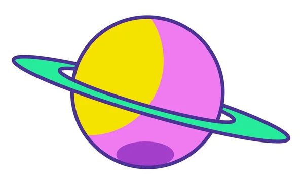 Planeta Com Disco Corpo Celestial Colorido Isolado Cosmos Galáxia Universo — Vetor de Stock