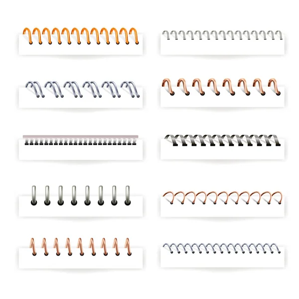 Binders Notebook Journal Spiral Metal Aluminum Binding Element Realistic Bookbinders — Vettoriale Stock
