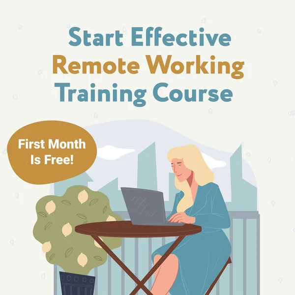 First Month Free Effective Remote Working Training Course Obtain Knowledge — ストックベクタ
