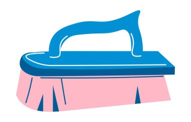 Temizleme ve toparlama, kıllı, izole fırça ve evde temizlik için rahat tutuş. Ev işleri ve ev işleri için eşyalar ve ev işleri. Düz biçimli vektör