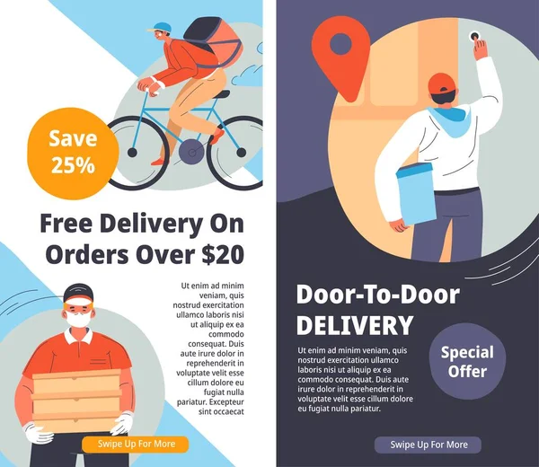 Door Door Delivery Free Service Shops Stores Special Offer Cargo — Stock vektor
