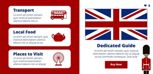 Lugares Para Visitar Inglaterra Guía Dedicado Transporte Recomendaciones Comida Local — Archivo Imágenes Vectoriales