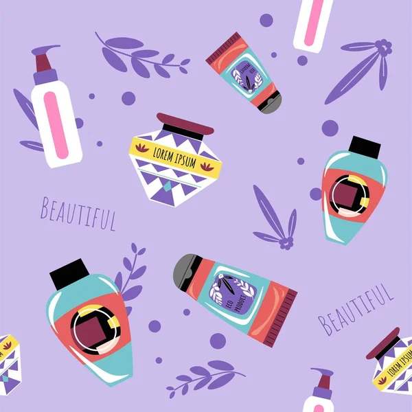 Produkty Kosmetyczne Kosmetyczne Dla Kobiet Balsamy Perfumy Kremy Pielęgnacji Skóry — Wektor stockowy