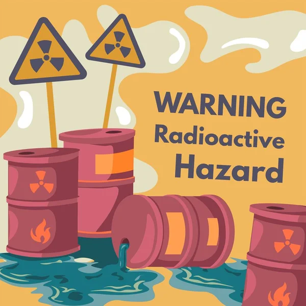 Contaminación Por Compuestos Peligrosos Radiactivos Líquidos Descartados Fábricas Industrias Advertencia — Archivo Imágenes Vectoriales