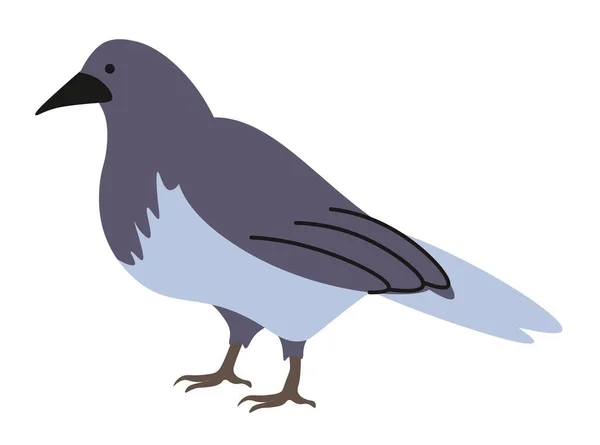 Portrait Grand Oiseau Plumage Noir Brillant Profil Corbeau Isolé Animaux — Image vectorielle