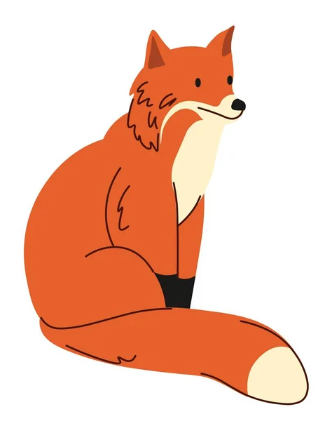 Портрет Плотоядного Млекопитающего Изолированная Лиса Оранжевой Пушистой Шерстью Длинным Хвостом — стоковый вектор