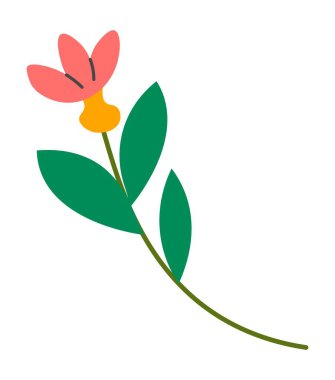 Çiçekli çiçekler, yaprakları ve yaprakları olan soyutlanmış bitkiler. Kartlar için dekorasyon ya da süsleme, çiçek aranjmanı ya da bayram hediyesi. Çiçek açan botanik, çiçekçi dükkanı. Düz biçimli vektör