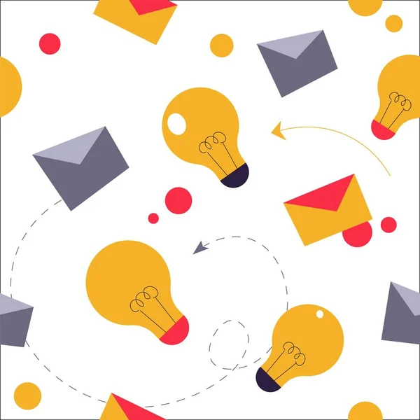 Lettre Postale Mail Ampoule Symbole Créativité Idées Novatrices Nouveaux Principes — Image vectorielle
