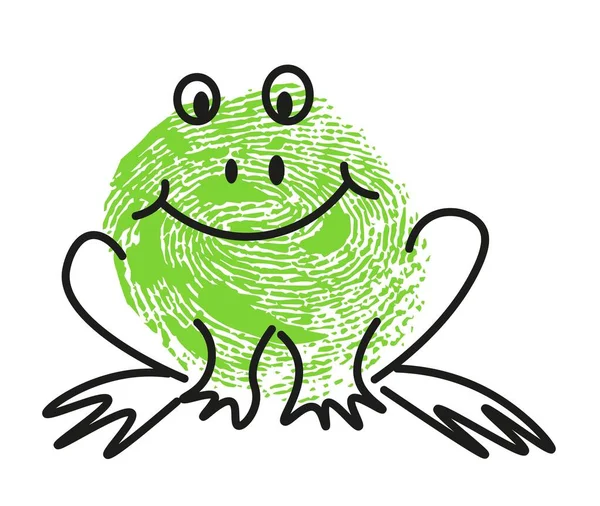 Empreinte Grenouille Empreinte Isolée Crapaud Avec Expression Faciale Souriante Amphibien — Image vectorielle