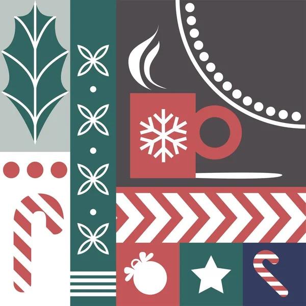 Noël Célébration Nouvel Noël Vacances Hiver Amusant Tasse Avec Flocons — Image vectorielle