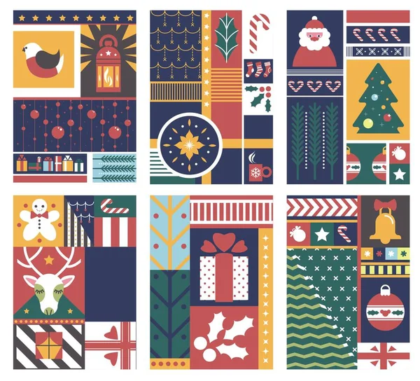 Fête Hiver Nouvel Noël Noël Père Noël Pin Avec Des — Image vectorielle