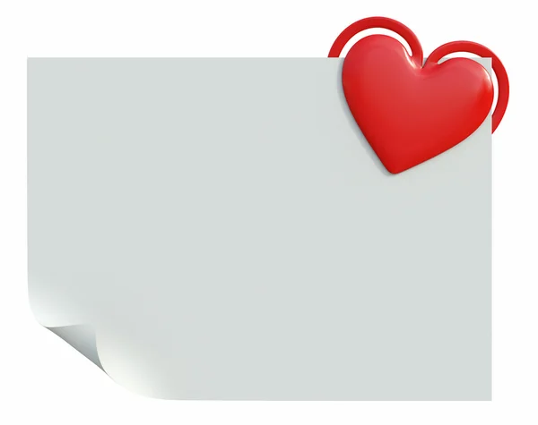 Papel en blanco con clip en forma de corazón —  Fotos de Stock