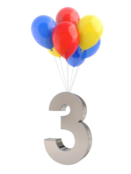 Balónky s číslem 3 — Stock fotografie