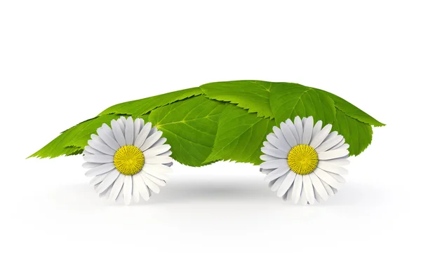 Komik yaprağı arabayı daisy tekerlekli — Stok fotoğraf