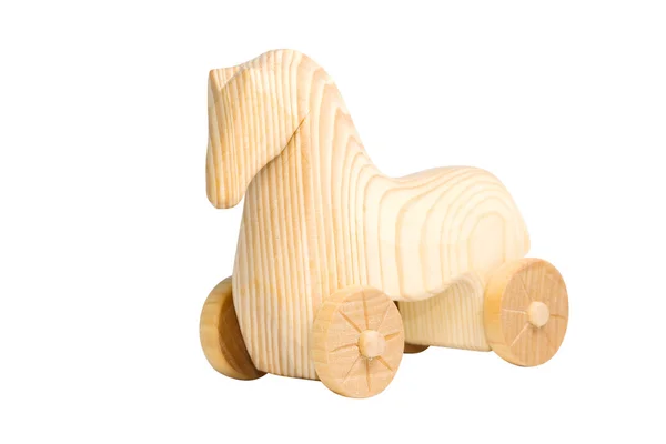 O animal de brinquedo de madeira isolado no fundo branco — Fotografia de Stock