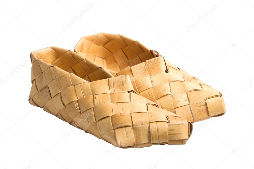An old country shoes of Russian peasants.