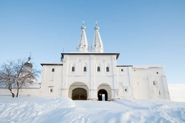 Ferapontov-kolostor. az orosz Észak-architektúra. téli, — Stock Fotó