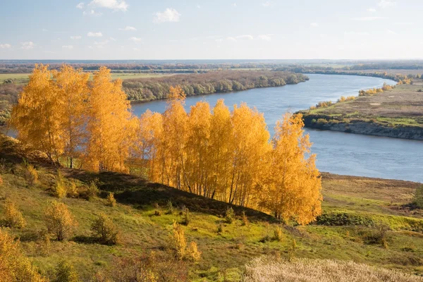 Río Oka. Vista de otoño desde la orilla alta — Foto de Stock