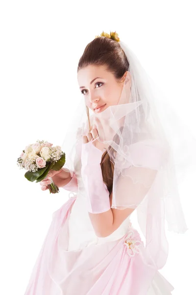 Retrato de novia hermosa. Vestido de novia . — Foto de Stock