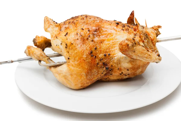 Roasted chicken isolated on a white — Stock Photo, Image