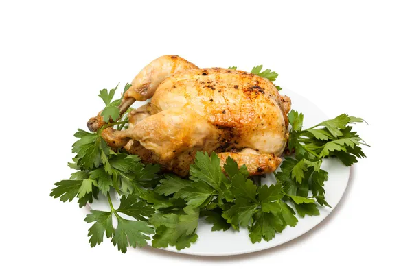 Roasted chicken isolated on a white — Stock Photo, Image