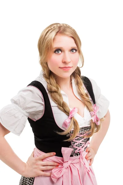 Jovem mulher bávara em dirndl . — Fotografia de Stock