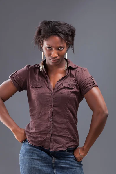 Portrait of a young beautiful black woman — Stock Photo, Image