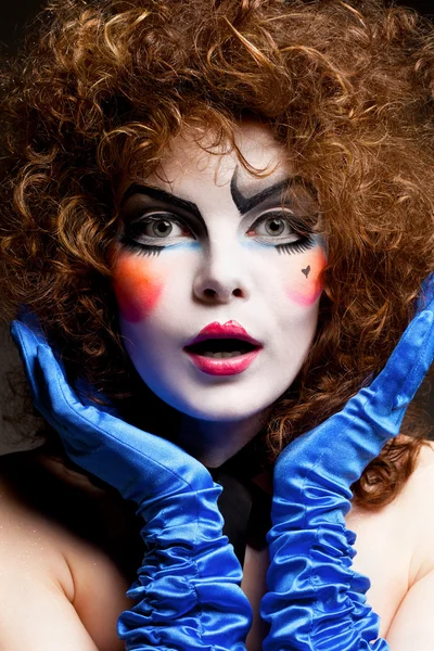 Woman mime with theatrical makeup — Stock Photo, Image