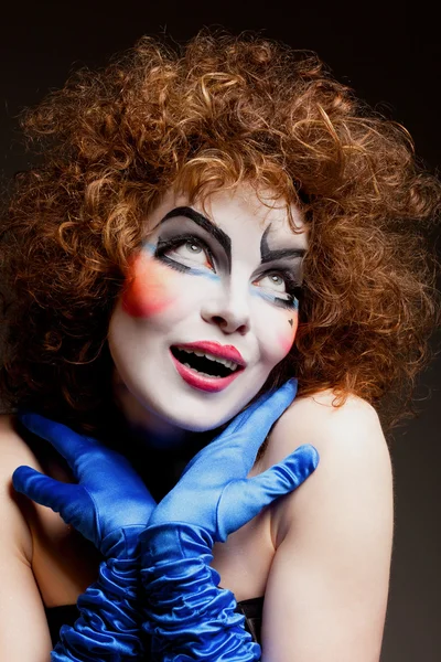 Woman mime with theatrical makeup — Stock Photo, Image