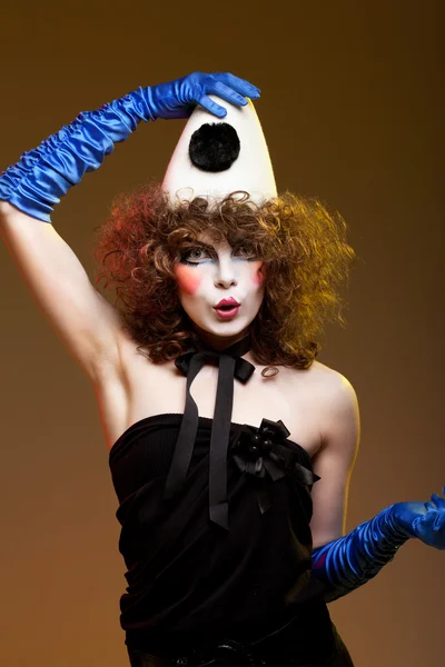 Woman mime with theatrical makeup — Stock Photo, Image