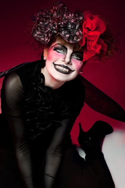 Woman mime with knife — Stock Photo, Image