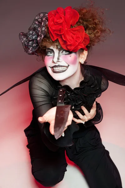 Mime mulher com faca — Fotografia de Stock