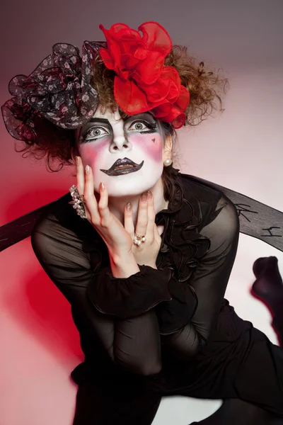 Woman mime with theatrical makeup — Stock Photo, Image