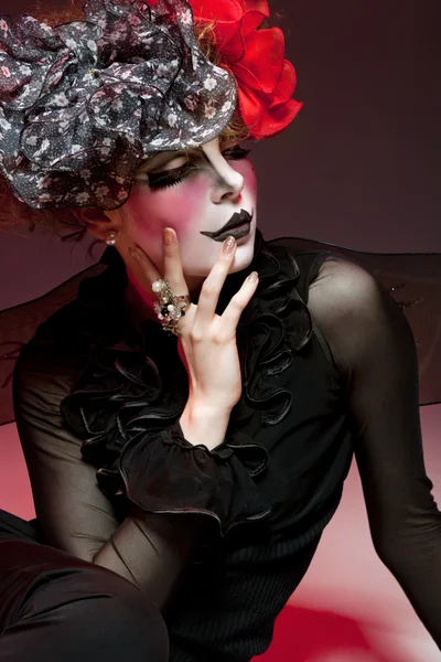 Woman mime with theatrical makeup — Stock Photo, Image