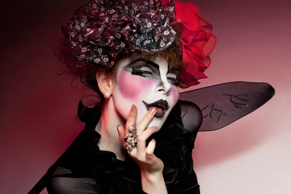 Woman mime with theatrical makeup — Stock Photo, Image