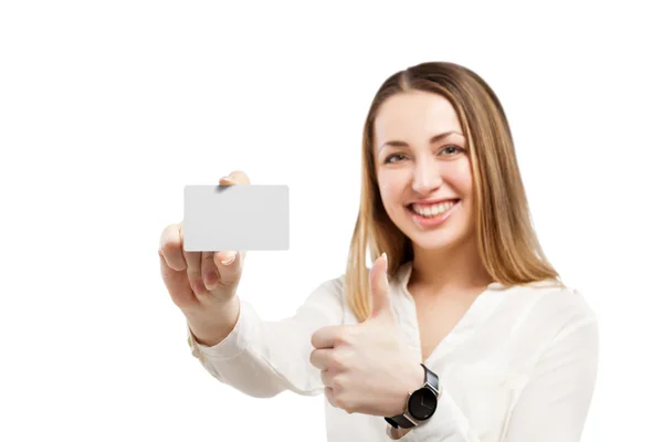 Jovem segurando tabuleta em branco . — Fotografia de Stock