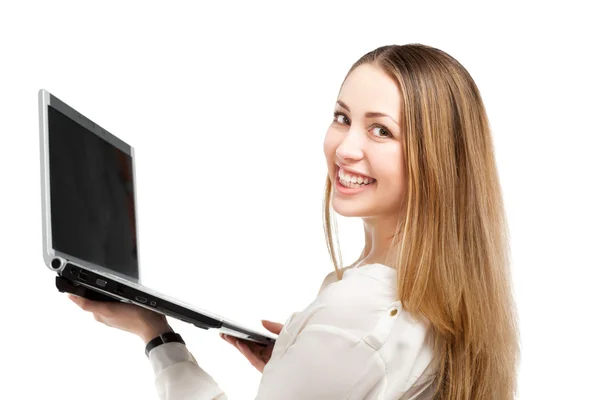 Business woman working on a laptop — Stock Photo, Image