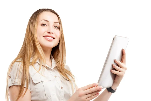 Business woman holding a tablet computer — Stock Photo, Image