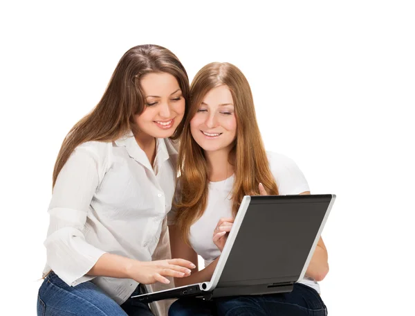 Two pretty young student girls — Stock Photo, Image