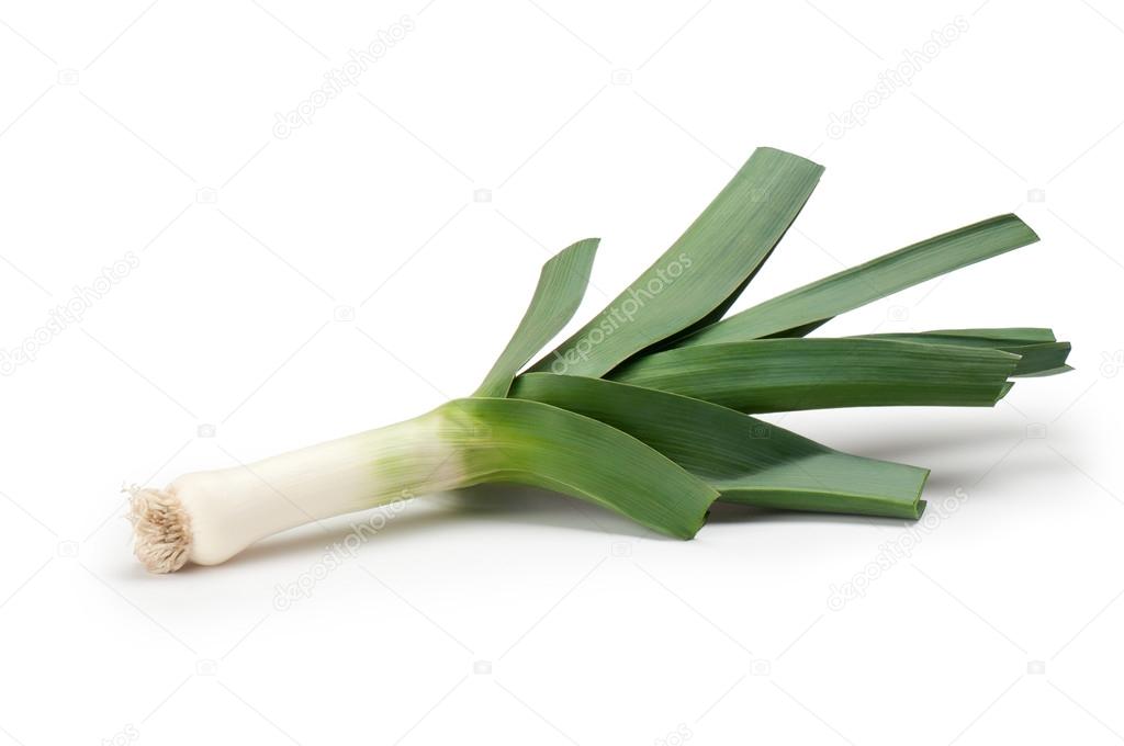 Leeks on a white background