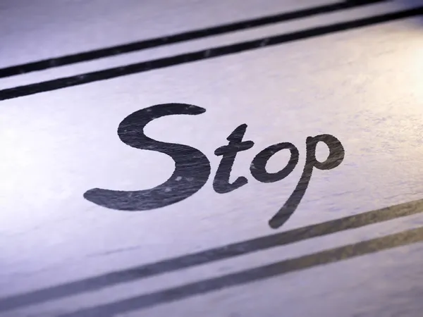 "parar "no papel — Fotografia de Stock
